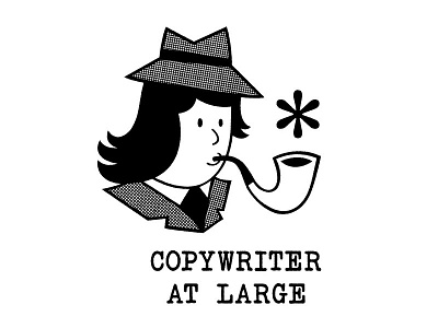 COPYWRITER AT LARGE logo copywriter design drawing gumshoe illustration logo pipe