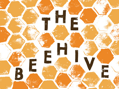 The Beehive beehive hive poster printmaking shapes stamped sxsw typography