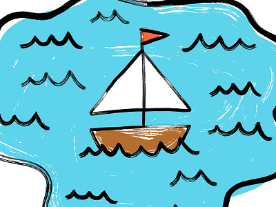 Sailboat boat drawing hand painted illustration ink sailboat