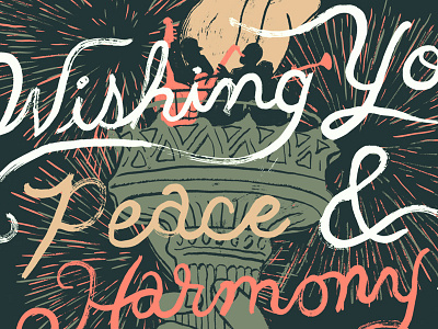 Wishing You Peace & Harmony hand drawn holidays illustration ink lettering music new york city painted typography