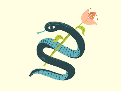 Snake Flower flower hand painted illustration nature painted snake