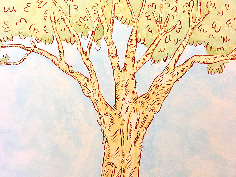 Tree Mural Crop whimsical illustration tree mural