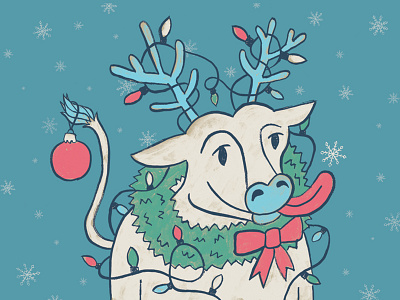 Jingle Moo christmas cow drawing fun funny holidays illustration snow
