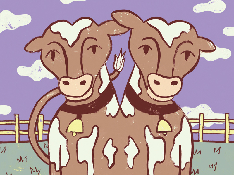 Crazy Cow #4 fun clouds country hand drawn drawing illustration wine cow