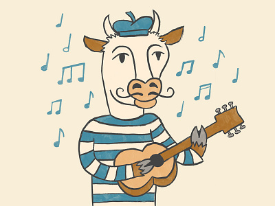 Cow #1 cow drawing france french guitar illustration ink music