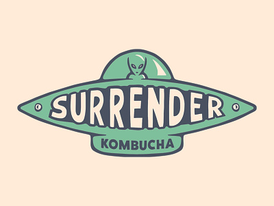 Surrender Kobucha alien beverage cool kombucha logo spaceship typography weird