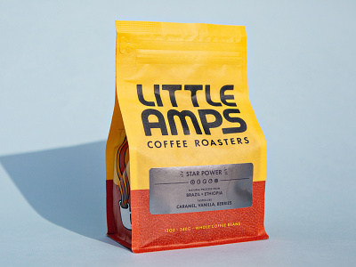 Little Amps Coffee Roasters amps bag coffee graphic design guitar illustration packaging retro typography