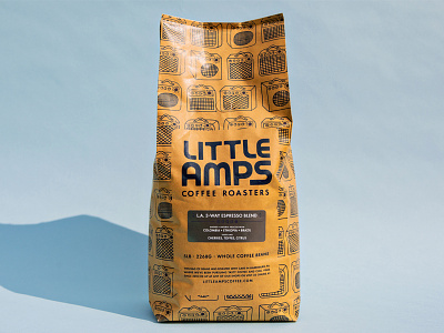 Little Amps 5lb Bag amps coffee illustration packaging packaging design pattern