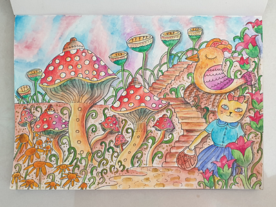 Wonderland drawing illustration watercolour