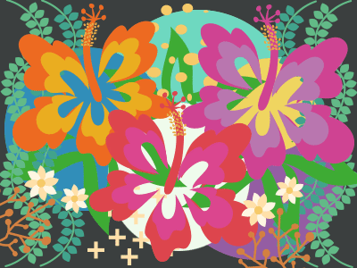 Bunga Raya (hibiscus) in motion art digital art doodle drawing graphic illustration painting