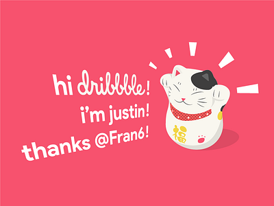 What's up Dribbble? cat debut flat fortune graphic illustration maneki neko minimal