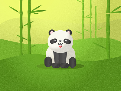 Panda 2d animal illustration character flat grain illustration jungle panda textured
