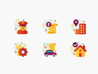 Pitstop - Icon Set car clean colourful flat icon icon pack icon set iconography illustration red service vector