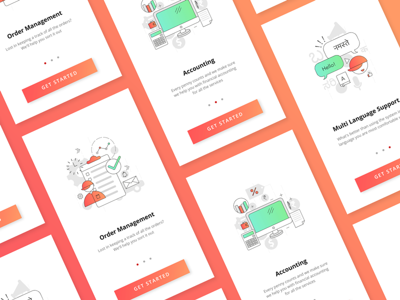 Pitstop Partners - Onboarding Screens orange mobile graphics illustration login signup onboarding gradient ui flat app