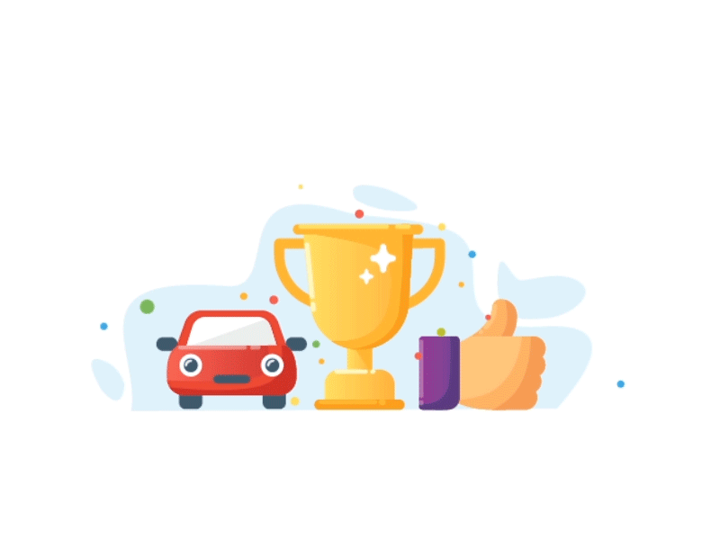 Reward Illustration Animation animate award car congratulations flat illustration pitstop red reward trophy ui yellow