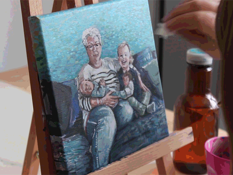 Painting of a family portrait acrylic paint family montage paint painting portrait