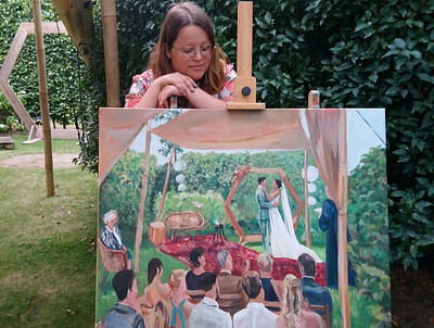 Me with a live wedding painting acrylic paint bride groom live painting marriage painting romantic wedding wedding couple wedding painting