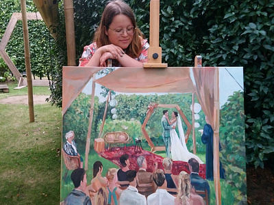 Me with a live wedding painting