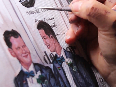 Detail from live wedding painting