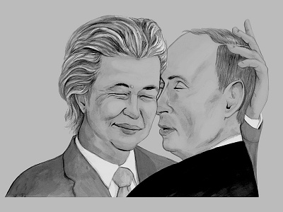 Wilders and Putin campaign illustration politics portrait referendum ukraine
