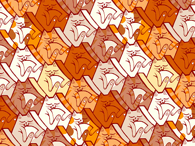 Sleepy cats animals cats funny illustration kitten pattern sleeping