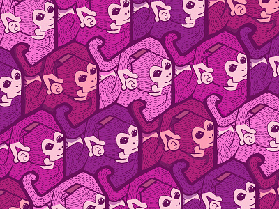 Purple monkeys animals ape illustration monkey pattern purple tessellation