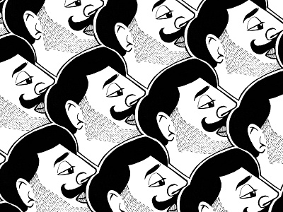 Gentleman black and white hipster illustration italian man moustache pattern surface design tessellation