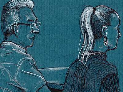 Detail of a courtroom sketch