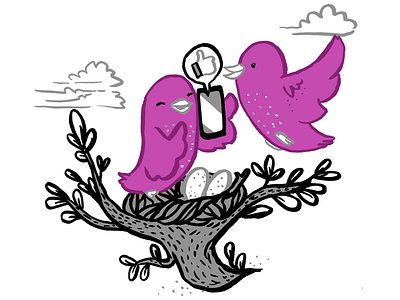 Service illustration: social media content birds cartoon design digital illustration social media twitter