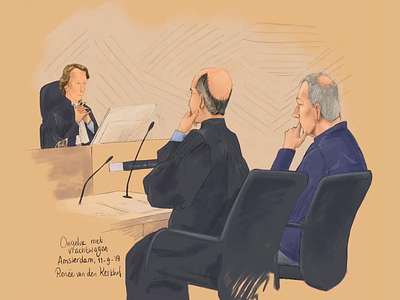 Courtroom drawing truck accident