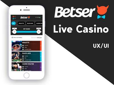Betser Live Casino betser betting branding design digital logo sketch sketchapp ui ux