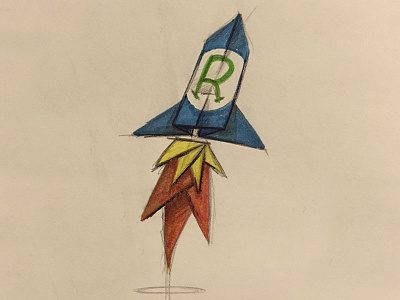 Origami Rocket sketch logo paper rocket