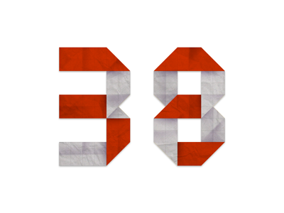 38 Red/White fold number paper red white