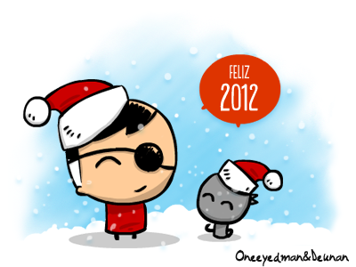 Happy New Year illustration santa snow