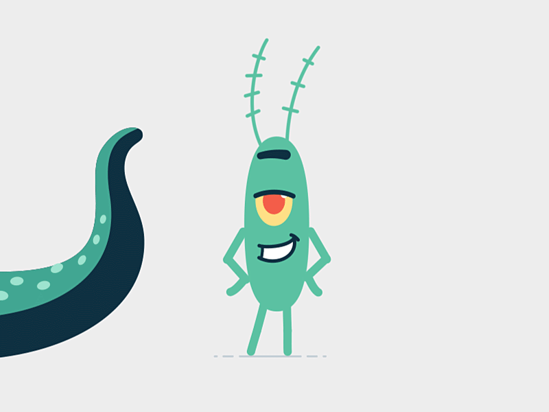 Plankton animation flat illustration motion plankton tentacle