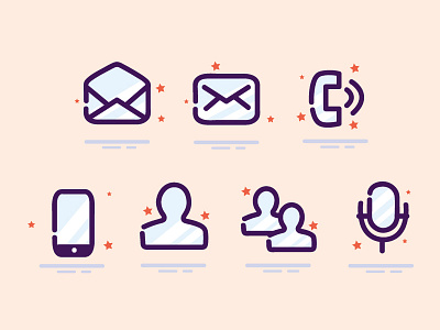 Flat icons call design flat gide1artstydio handmade icon illustration illustrator mail sms texture vector