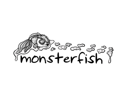 Monster fish graphic design logo