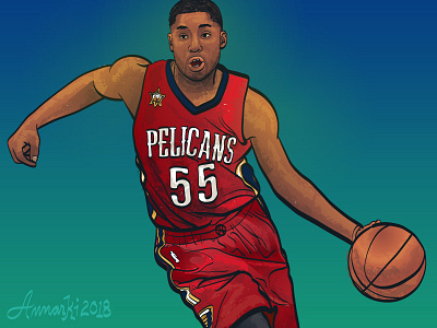 E'Twaun Moore basketball etwaun moore illustration nba new orleans pelicans sports vector art