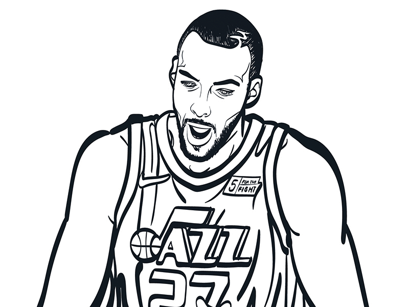 Rudy Gobert Drawing Process animated basketball defensive player of the year dpoy fanart gif illustration nba nbaawards rudy gobert utah jazz vector art