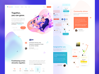CauseVox 🦄 - Homepage causevox colorful donation app donations fundraising homepage nonprofit supporters ui ux website