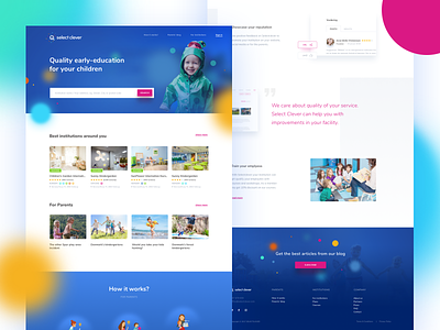 Select Clever - homepage blue hero homepage kindergarten preschool ui ux website