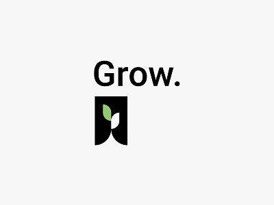 Grow. clean green icon leaf logo minimal modern nature plant simple
