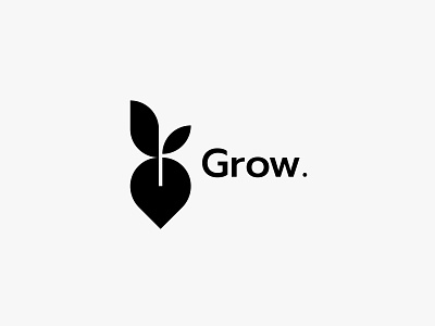 Grow 2 clean icon leaf logo minimal modern nature plants simple vegetable vegetarian