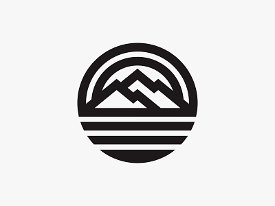 The Grand Mountain adventure badge logo modern mountain nature outdoor simple sun thick line