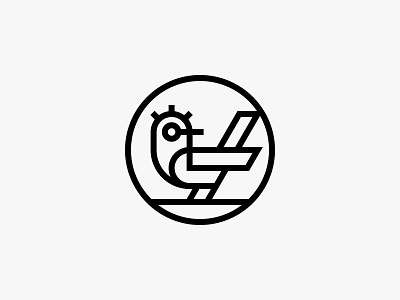 Co Factory animal bird cafe clockwork factory icon lineart logo modern nature simple