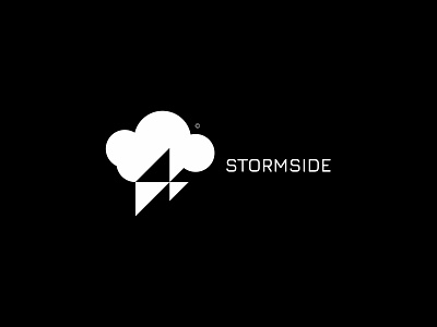 Stormside 3 clean cloud icon lightning logo minimal modern nature simple storm