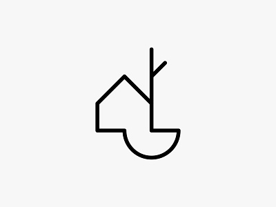 Ranka clean house icon line logo minimal modern nature simple tree