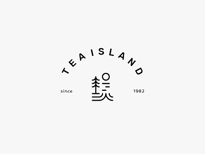 Tea Island 2B clean icon lineart logo minimal modern nature sea simple sun tea tree
