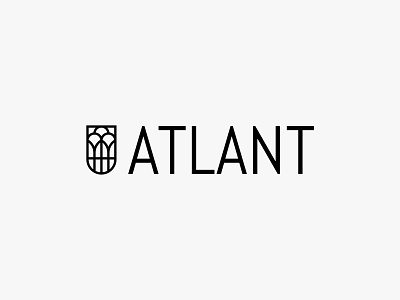 Atlant building clean icon lineart logo minimal modern shiled simple