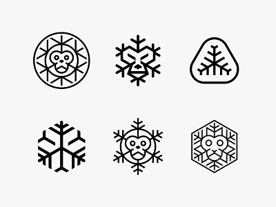 Brass Monkey abstract animal freeze ice lineart logo modern monkey snowflake